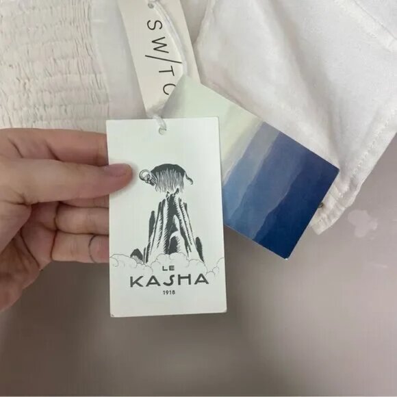 NEW LE KASHA jirja linen crop top bralette in Cream/Off White - Picture 9 of 16